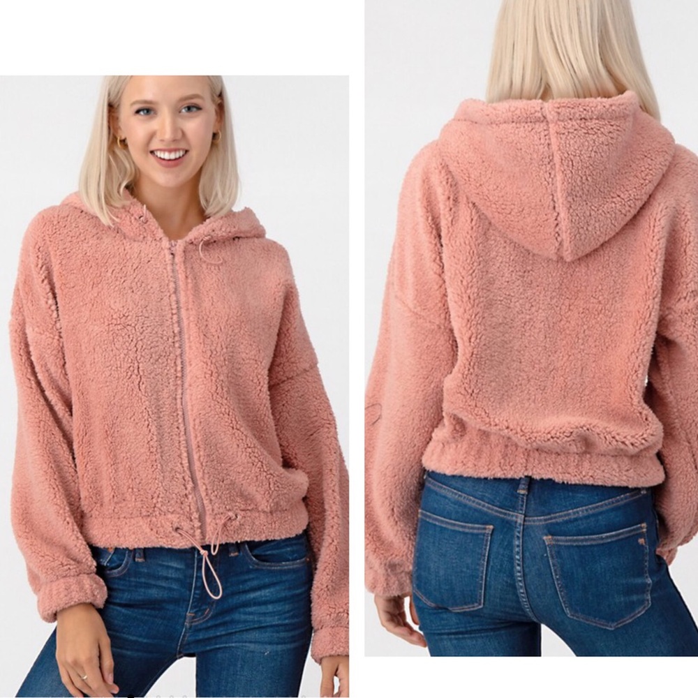 🤩Cozy Pink Sherpa Hoodie Jacket🌟